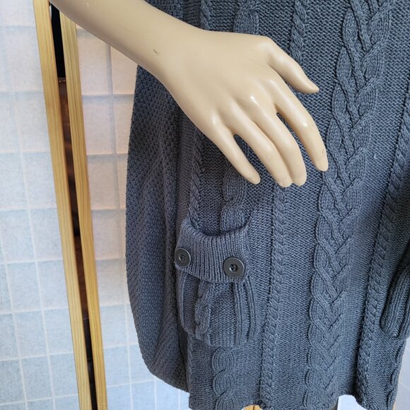 Style & Co Woman grey cable knit short sleeve sweater dress with pockets size 1X - Picture 2 of 13